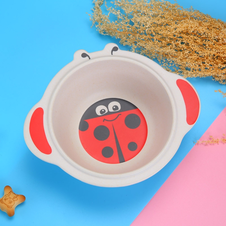 

HY-019 Cartoon Animal Shape Bamboo Fiber Children Tableware Bowl, Style: Ladybug