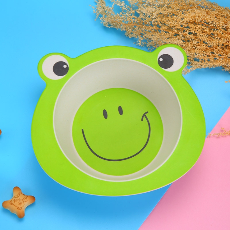 

HY-019 Cartoon Animal Shape Bamboo Fiber Children Tableware Bowl, Style: Frog