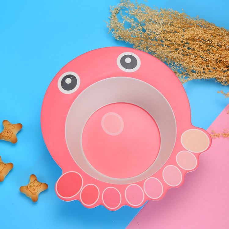 

HY-019 Cartoon Animal Shape Bamboo Fiber Children Tableware Bowl, Style: Octopus