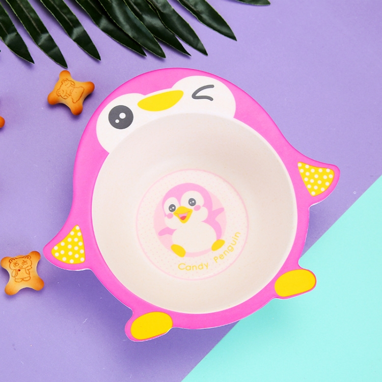 

HY-018 Cartoon Animal Shape Bamboo Fiber Children Bowl(Pink Penguin)