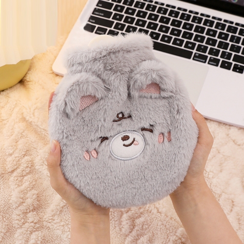 Cute Cartoon Plush Hot Water Bags Large Capacity Hand Warmers(Gray)