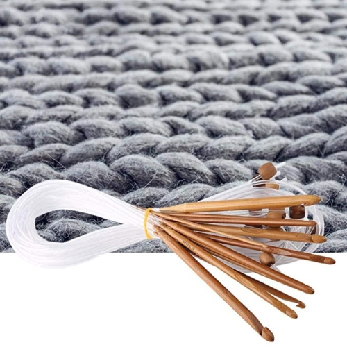 

2 Sets Knitting Needles Carbide Bleaching Carpet Extended Crochet With Bead, Length: 1.2 m