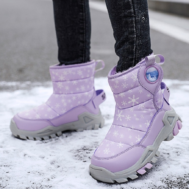 

Winter Snow Boots Padded And Thickened Boots For Children, Size: 29(Purple)