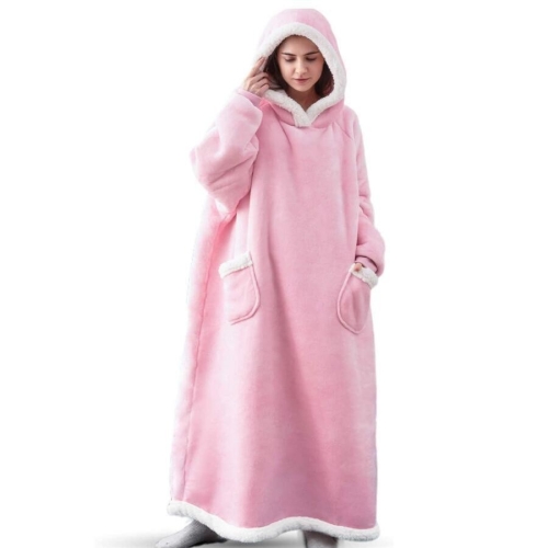 

Lazy Blanket Lambswool TV Blanket Wearable Blanket, Size: Length 120CM(Light Pink)