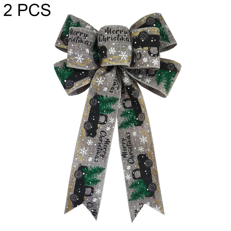 

2 PCS ZX22045 23x35cm Christmas Tree Decoration Ribbon DIY Christmas Decorative Bows Ribbon(Grey)