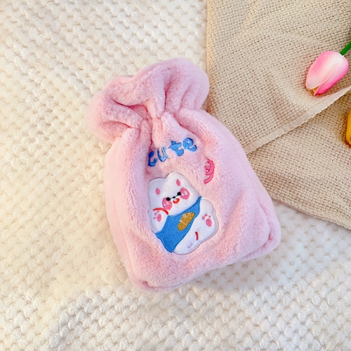 Plush Embroidery Washable Can Be Crossbody Water-Filled Warm Water Bag Pink Bunny