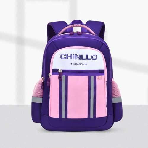 

6690 Large-Capacity Multi-compartment Wear-resistant Student Schoolbag, Size: S (Purple Pink)