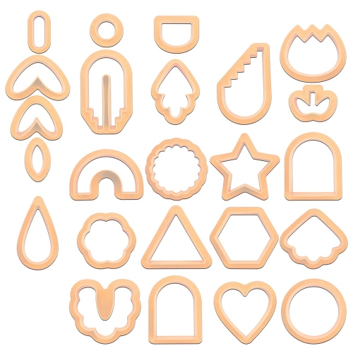

24 In 1 DIY Clay Earrings Molds DIY Handmade Clay Cutter Handmade Jewelry Molds(Beige Orange)