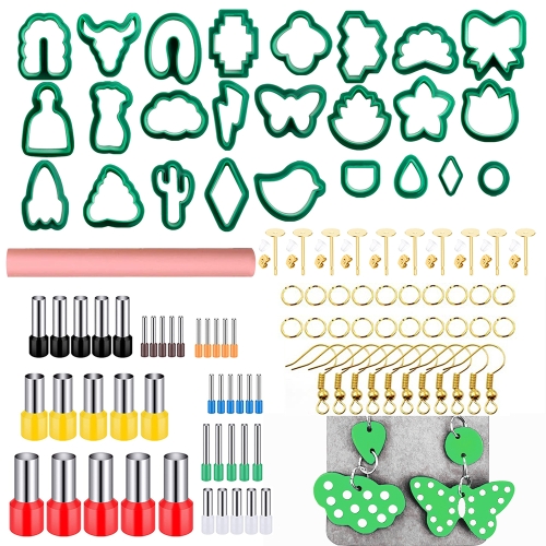 

106-1 116 In 1 Clay Cutter Set DIY Clay Earring Mould Clay Earrings Making Tools(Dark Green)