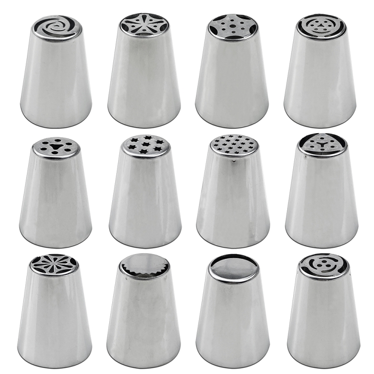 

12PCS/Set Stainless Steel Laminating Nozzle Set Cake DIY Laminating Nozzle Set Baking Tools