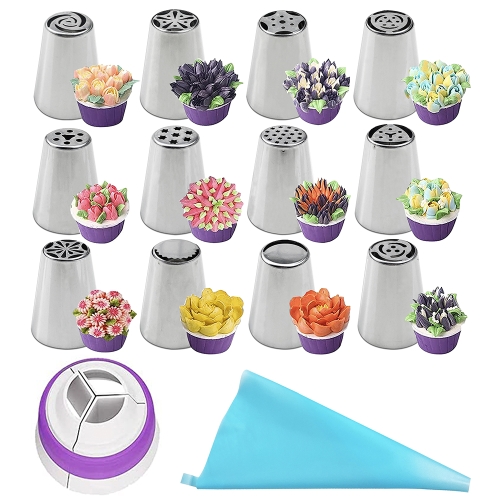 

14PCS/Set Stainless Steel Laminating Nozzle Set Cake DIY Laminating Nozzle Set Baking Tools