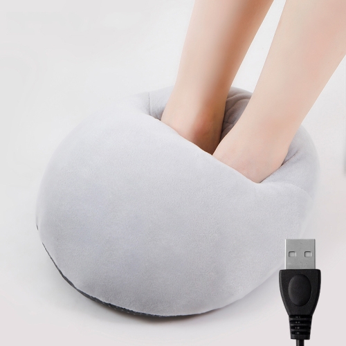

USB Heating Foot Warmer Comfortable Plush Foot Warmer(SIlver Gray)