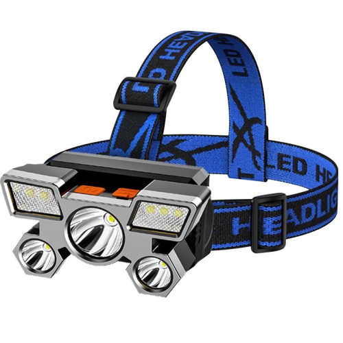 LED五頭飛機燈USB充電頭戴式手電筒礦燈