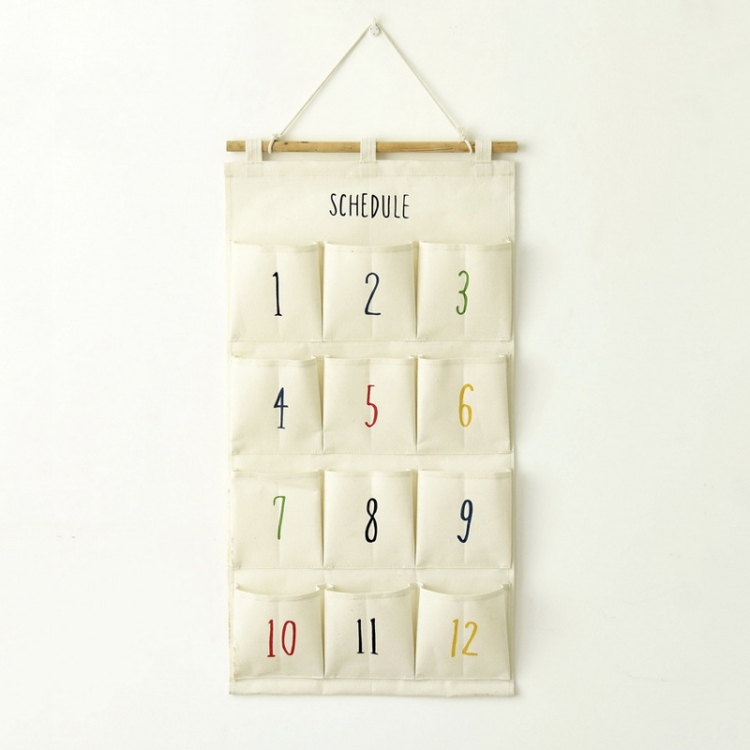 

12 Compartments Fabric Hanging Bag Wall Storage Bag(White)