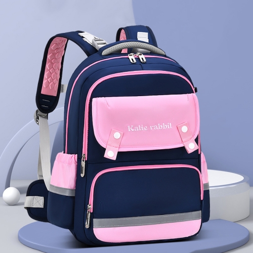 

3862 Multi-compartment Ridge Protection Lightweight Waterproof Kids Schoolbag, Size: L (Royal Blue Pink)