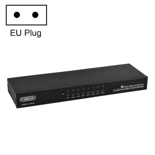

FJGEAR FJ-810UK 8 In 1 Out Computer Host VGA To KVM Switcher With Desktop Switch, EU Plug(Black)