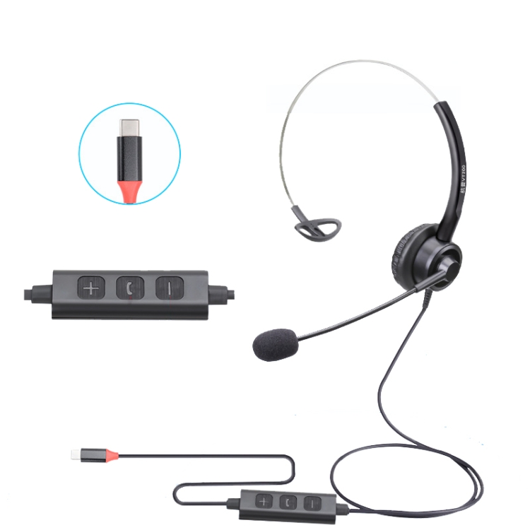 

VT200 Single Ear Telephone Headset Operator Headset With Mic,Spec: Type-C With Answer Key