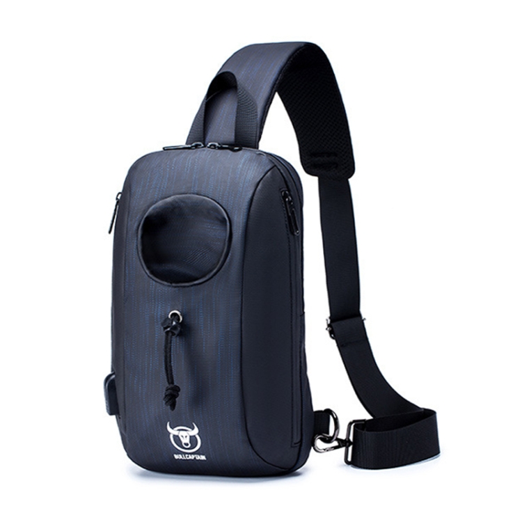 

BULL CAPTAIN 0113 Large-Capacity Crossbody Waterproof Chest Bag with USB Charging Hole(Blue)