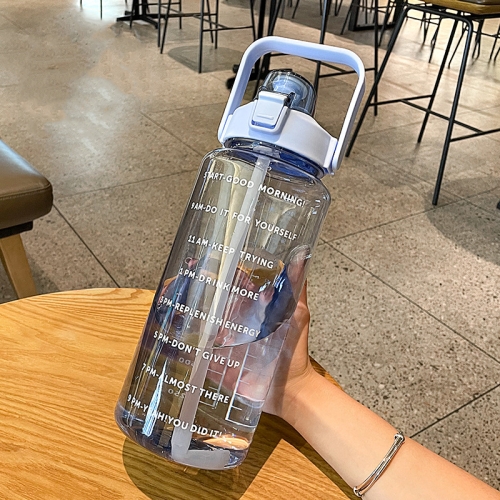 

GYBL4503 2000ml Large-capacity Outdoor Sports Water Bottle with Straw, Spec: Blue+Stickers