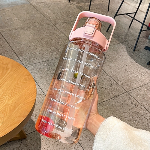

GYBL4503 2000ml Large-capacity Outdoor Sports Water Bottle with Straw, Spec: Pink+Stickers