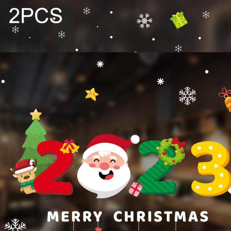 

2PCS HY-20 Christmas Decorations Display Window Kindergarten Electrostatic Sticker