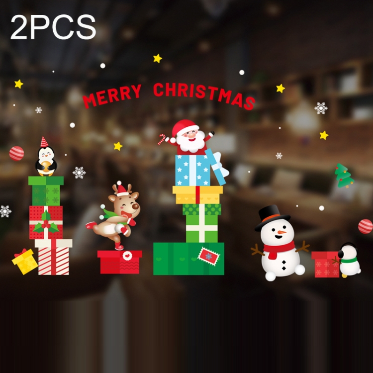 

2PCS HL088 Christmas Decorations Display Window Kindergarten Electrostatic Sticker