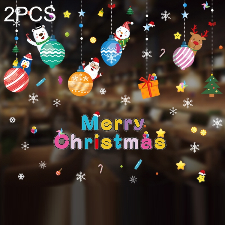 

2PCS WQ07 Christmas Decorations Display Window Kindergarten Electrostatic Sticker