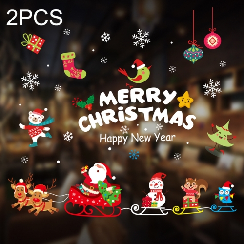 

2PCS HYC-91 Christmas Decorations Display Window Kindergarten Electrostatic Sticker