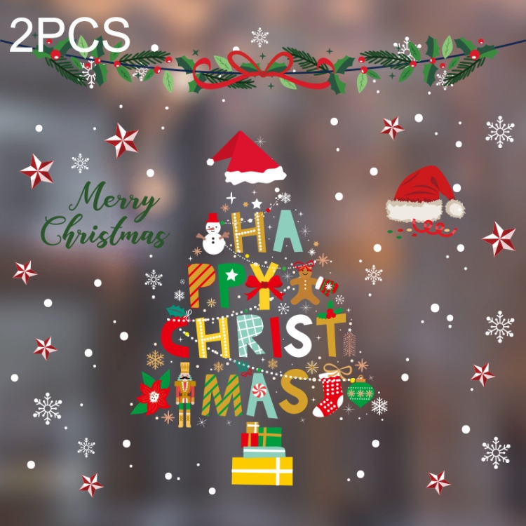 

2PCS HYC-005 Christmas Decorations Display Window Kindergarten Electrostatic Sticker