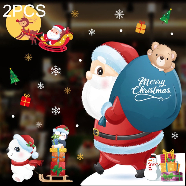 

2PCS HYC-41 Christmas Decorations Display Window Kindergarten Electrostatic Sticker