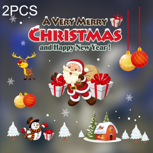 

2PCS HYC-52 Christmas Decorations Display Window Kindergarten Electrostatic Sticker