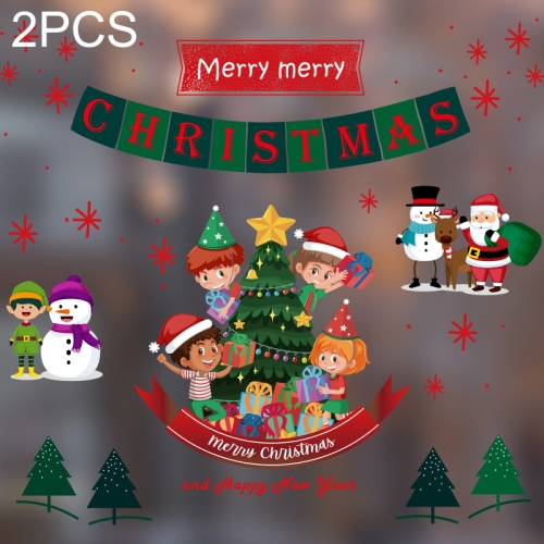 

2PCS HYC-007 Christmas Decorations Display Window Kindergarten Electrostatic Sticker