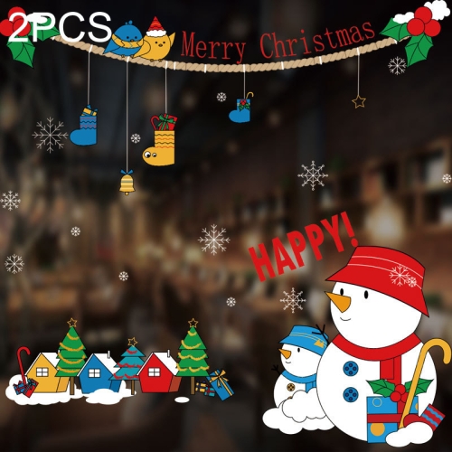 

2PCS HL-073 Christmas Decorations Display Window Kindergarten Electrostatic Sticker