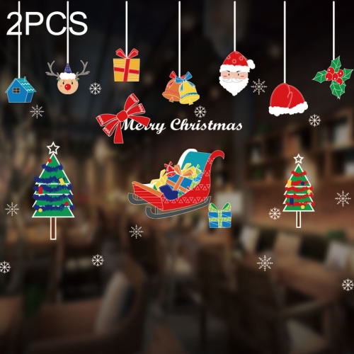 

2PCS HL-074 Christmas Decorations Display Window Kindergarten Electrostatic Sticker