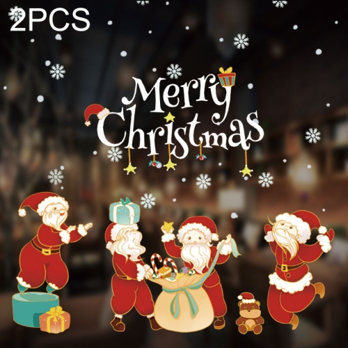 

2PCS HL-076 Christmas Decorations Display Window Kindergarten Electrostatic Sticker