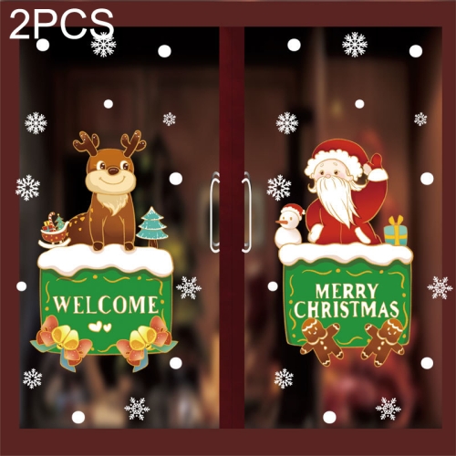 

2PCS HL-078 Christmas Decorations Display Window Kindergarten Electrostatic Sticker