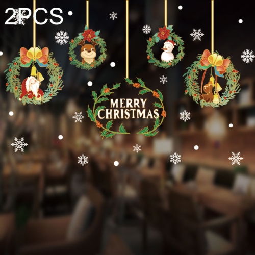 

2PCS HL-080 Christmas Decorations Display Window Kindergarten Electrostatic Sticker