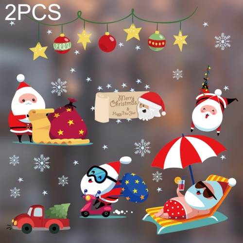 

2PCS HYC-008 Christmas Decorations Display Window Kindergarten Electrostatic Sticker