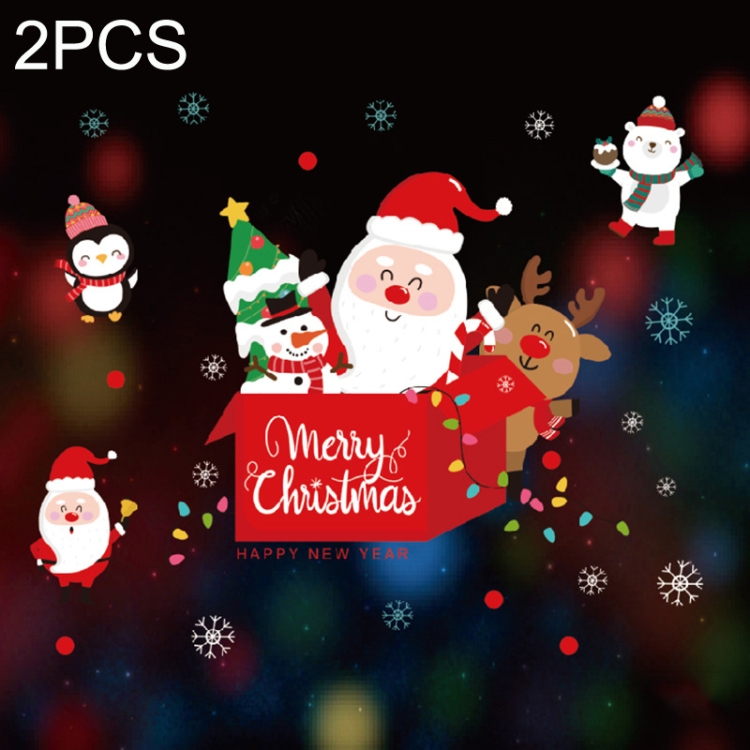 

2PCS SD-34 Christmas Decorations Display Window Kindergarten Electrostatic Sticker