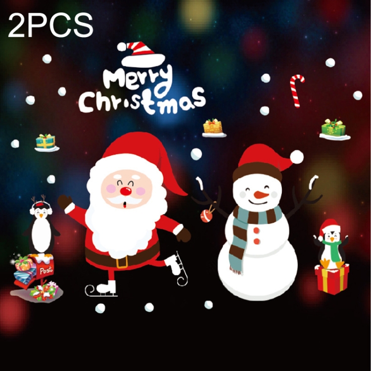 

2PCS SD-19 Christmas Decorations Display Window Kindergarten Electrostatic Sticker