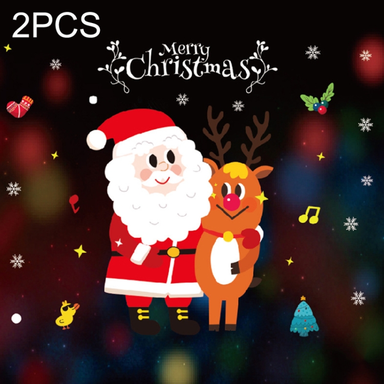 

2PCS SD-33 Christmas Decorations Display Window Kindergarten Electrostatic Sticker
