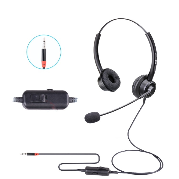 

VT200D Double Ears Telephone Headset Operator Headset With Mic,Spec: 3.5mm Single Plug with Tuning