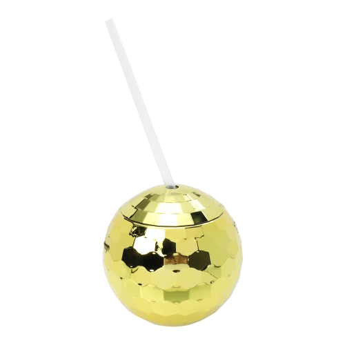 

Plastic Straw Water Cup Disco Ball Shape Cup(Gold)