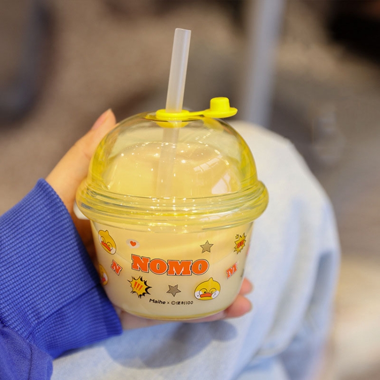 

250ml Plastic Milk Tea Planet Cup Cartoon Children Water Cup(Yellow)