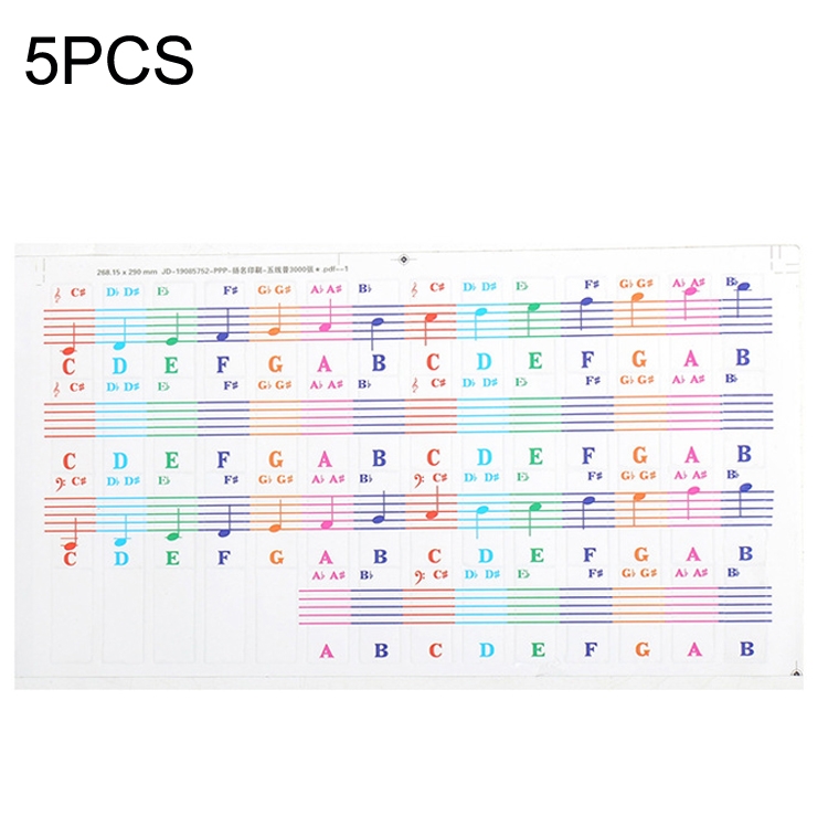 

QT-005 5PCS Children Piano Keyboard Color Stickers Musical Instrument Accessories