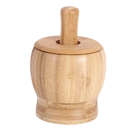 

Kitchen Bamboo Garlic Pounder Food Stirrer With Lid(Large)