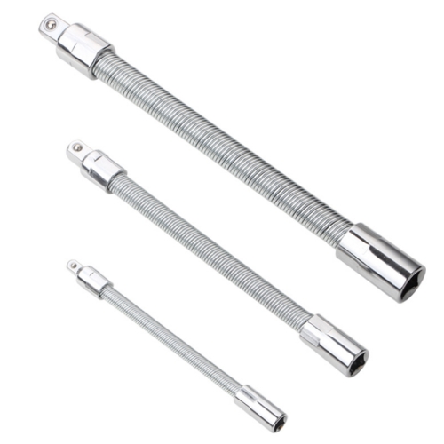 

3 PCS/Set 1/4-3/8-1/2 Sleeve Extension Bendable Universal Joint Rod, Color: Silver