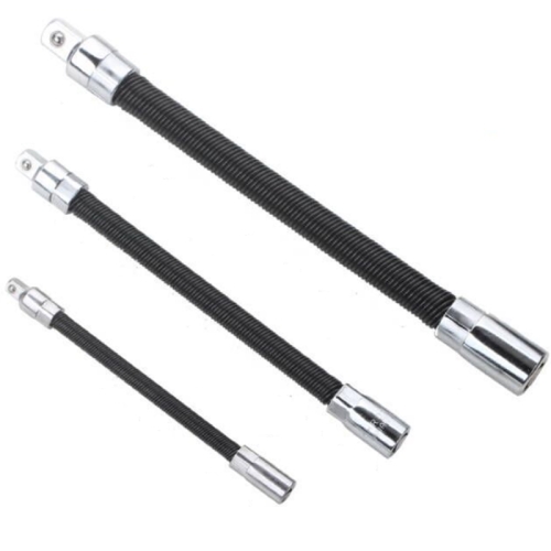 

3 PCS/Set 1/4-3/8-1/2 Sleeve Extension Bendable Universal Joint Rod, Color: Black