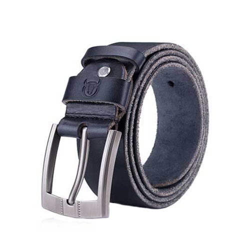 

BULL CAPTAIN 01 Pin Buckle Thickened Cowhide Wear-Resistant Belt, Length: 125cm (Burr Black)