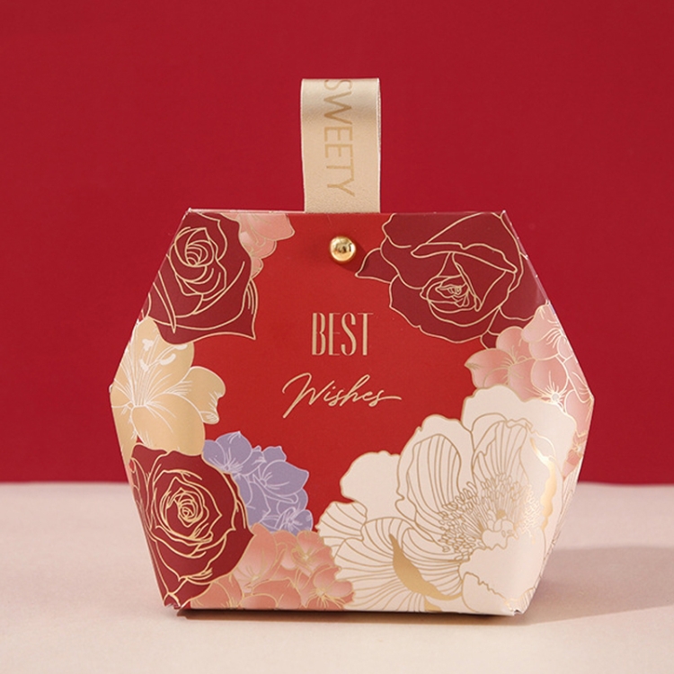 

10PCS Wedding Supplies Wooden Ring Portable Wedding Gift Candy Box, Style: Red+PU Hand(Large)